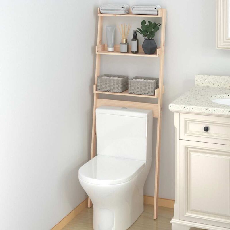 foto del prodotto vidaxl rastrelliera da bagno 63,5x32x179 cm in legno massello di pino
