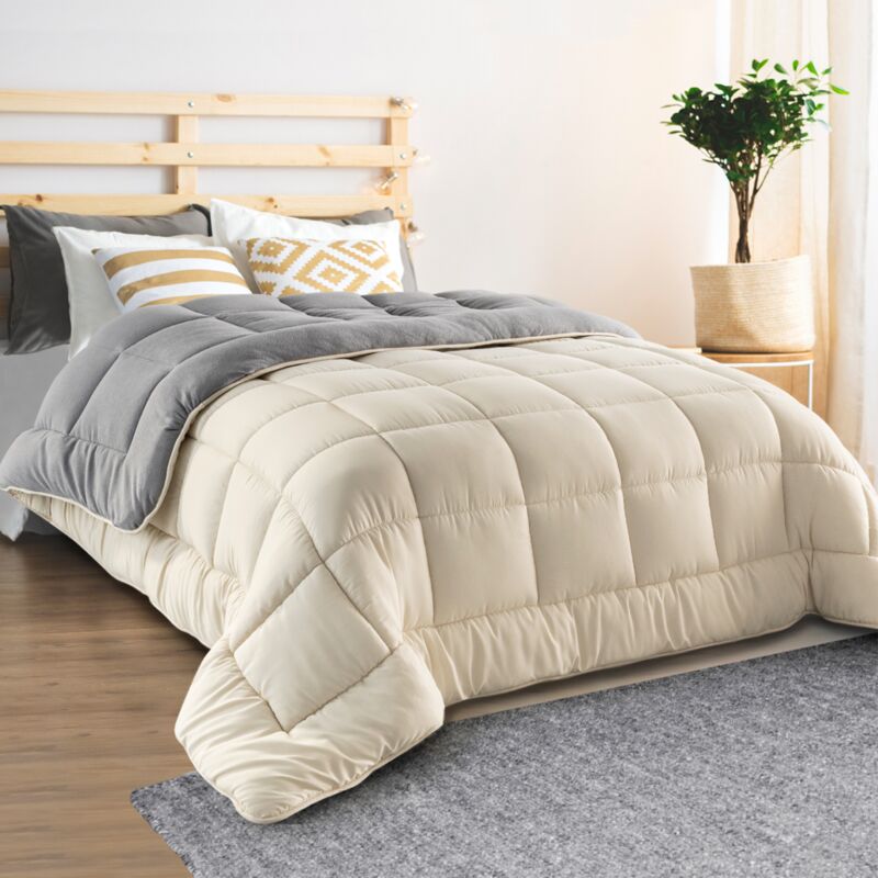 foto del prodotto idmarket piumino 140x200 cm zoe polar biface grigio e crema 400 gr