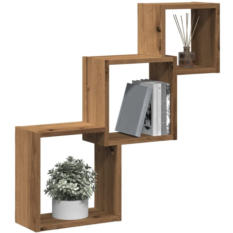 foto del prodotto mensole a cubo parete artigianale 68x15x68 cm legno multistrato vidaxl