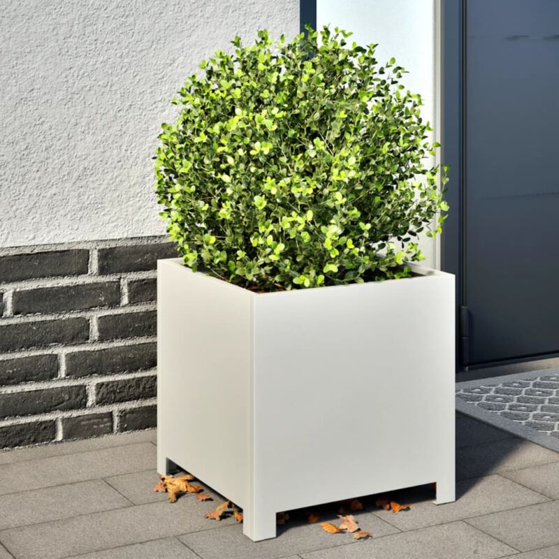 foto del prodotto vidaxl fioriera da giardino bianca 40x40x40 cm in acciaio