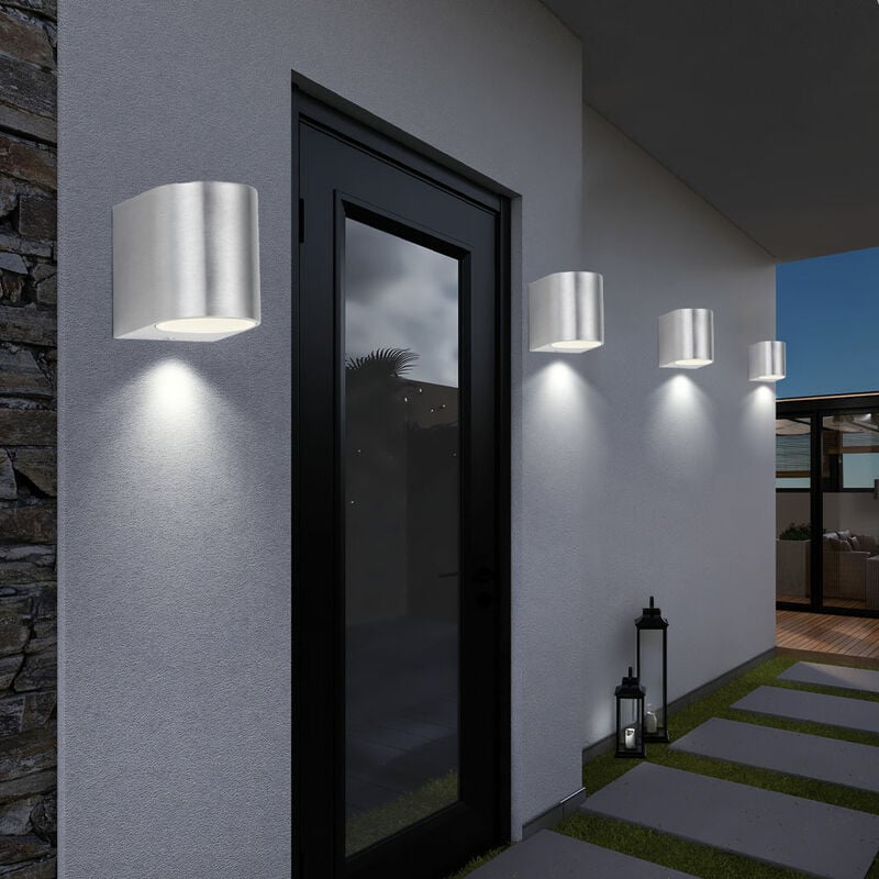 immagine 0 del prodotto set di 4 lampade da parete per facciate di illuminazione per esterni faretti luci da cortile argento