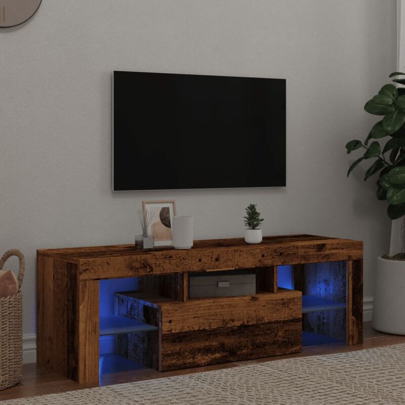 foto del prodotto vidaxl mobile porta tv con led legno antico 120x36,5x40 cm multistrato