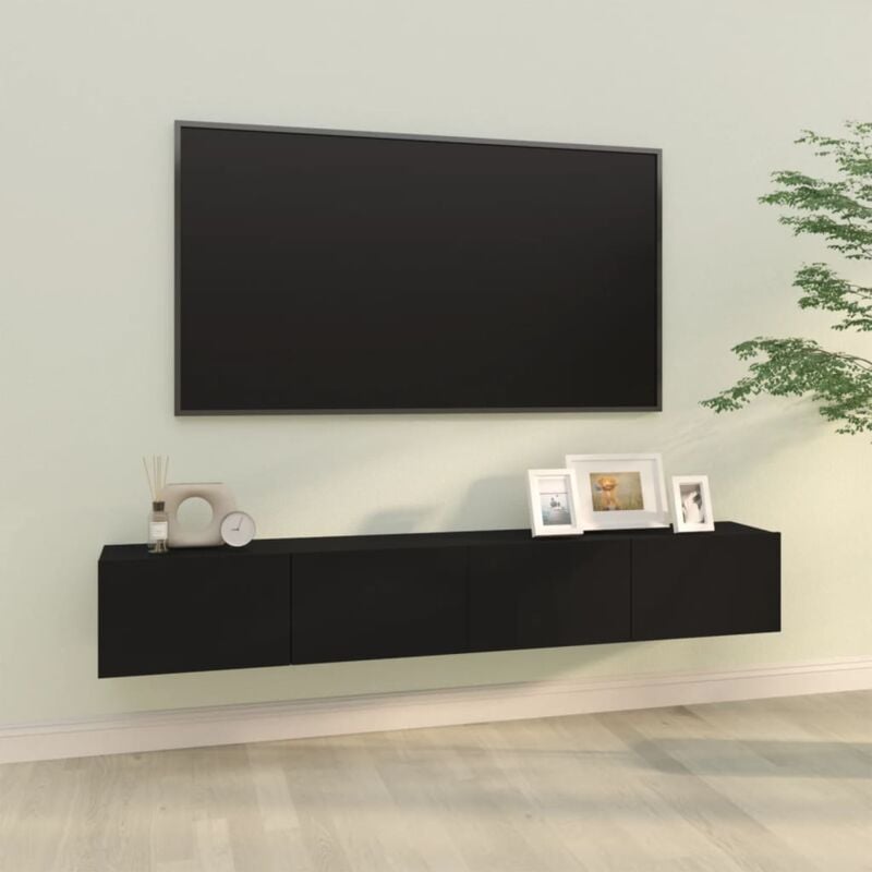 foto del prodotto vidaxl mobili tv da parete 2 pz neri 100x30x30 cm legno multistrato