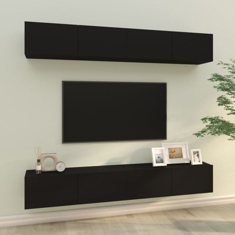 foto del prodotto vidaxl mobili porta tv a parete 4 pz nero 100x30x30 cm