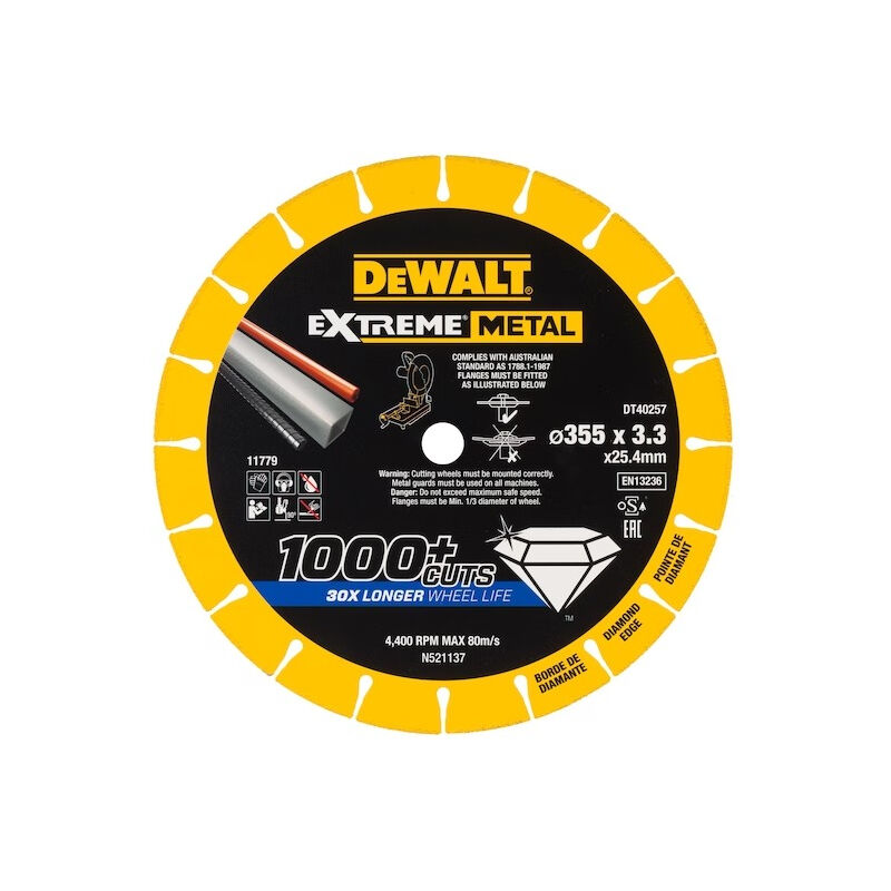 foto del prodotto dewalt disco extreme metal 355 x 25,4 x 3,3 mm dt40257 qz