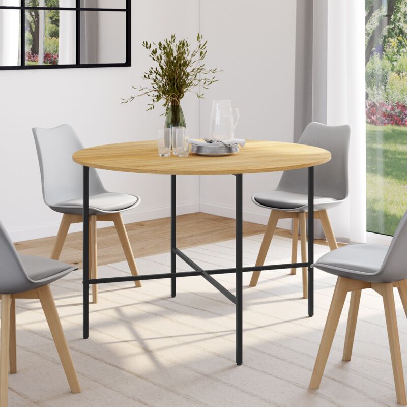 foto del prodotto detroit mesa de comedor redonda para 4 personas, dise o industrial 110 cm
