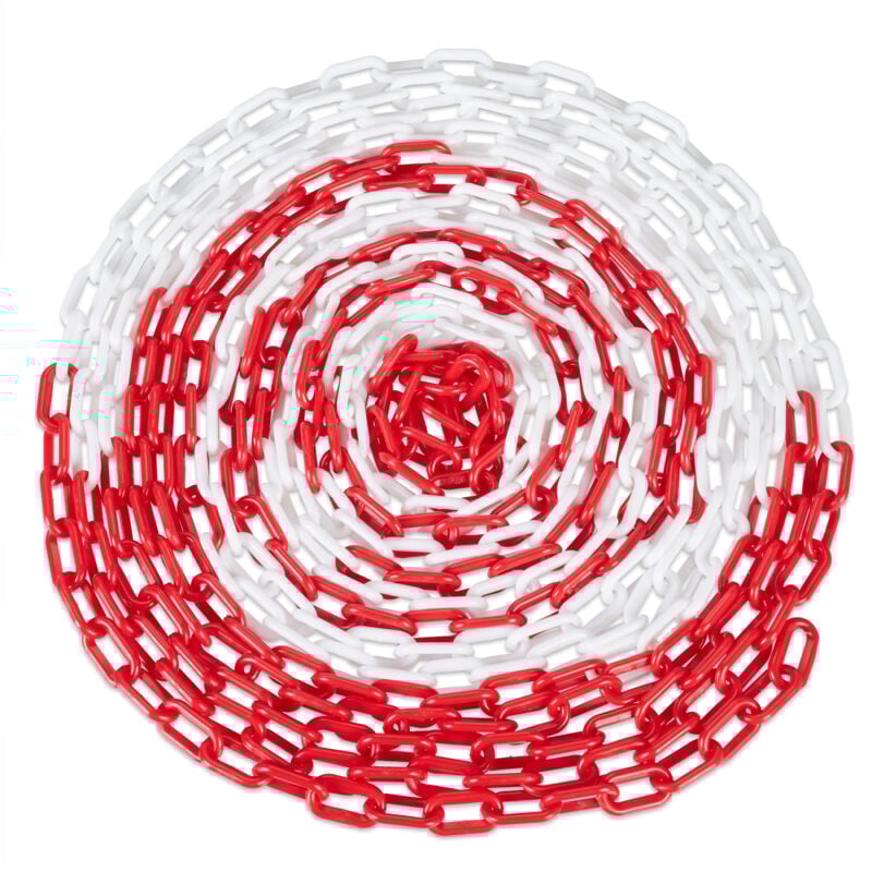 foto del prodotto relaxdays catena plastica rossa e bianca da 20m, barriera parcheggio, segnaletica stradale,transenna blocco, multicolore