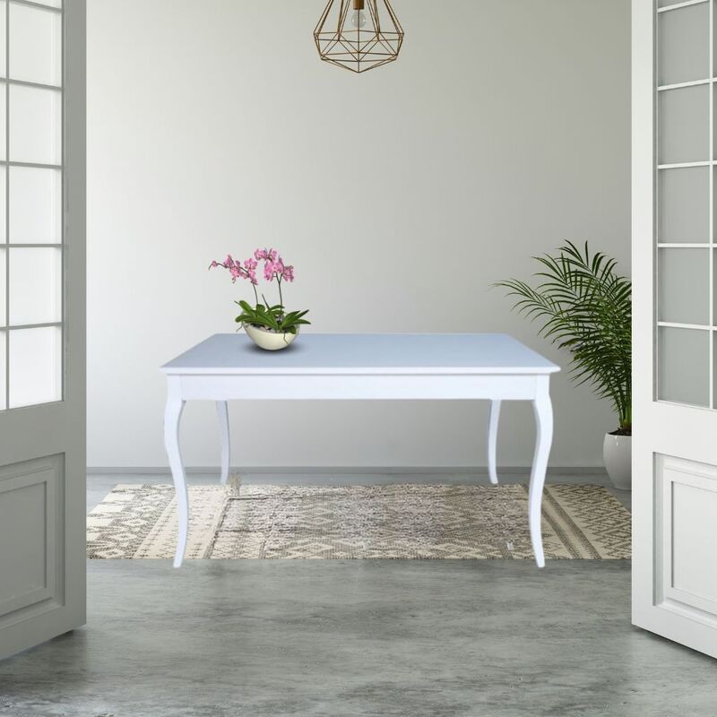 foto del prodotto tavolo rettangolare allungabile bianco frassinato 140 cm liberty