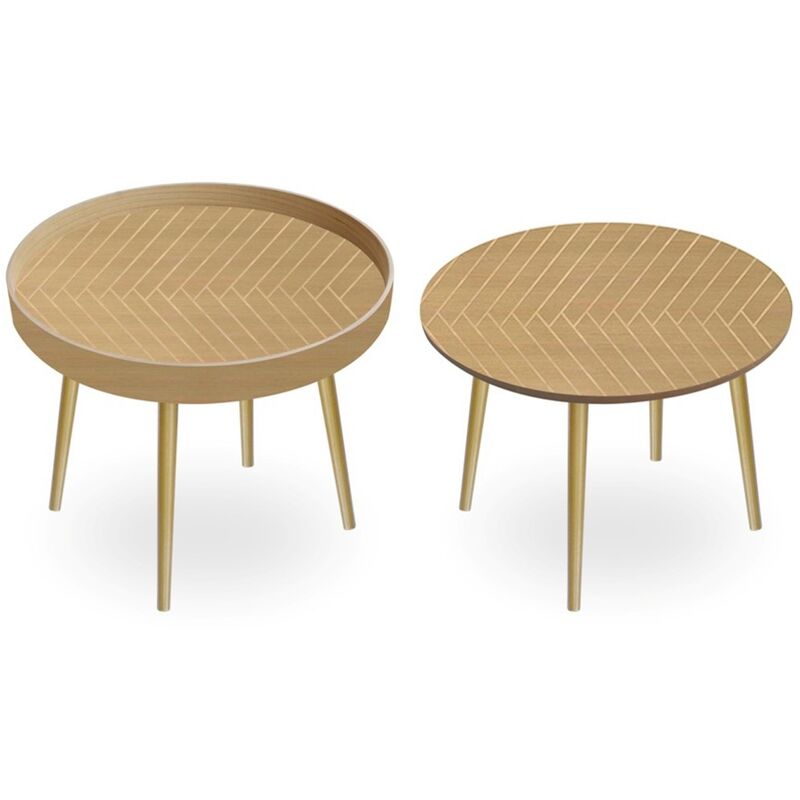 foto del prodotto mobili da tavolo ausiliario tavoli rotondi 2 unit mobili ausiliari marroni 40x50x50cm 26716 signes grimalt