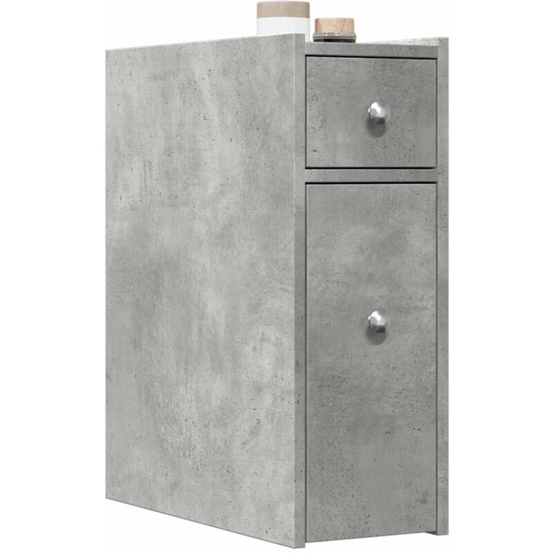 foto del prodotto armadietto da bagno stretto con ruote grigio cemento truciolato vidaxl