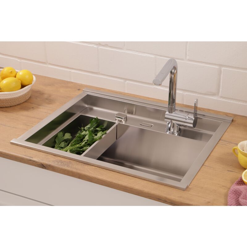 foto del prodotto lavello da cucina da incasso per postazione di lavoro in acciaio inox 62x50 cm california respecta