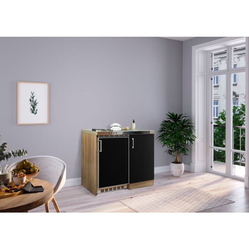 foto del prodotto cucina mini cucina cucina singola dispensa rovere nero levin 100 cm respecta