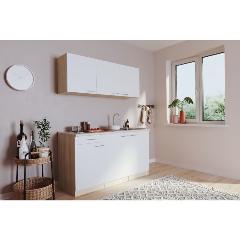 foto del prodotto cucina minicucina singola rovere bianco senza frigorifero luis 150 cm respecta