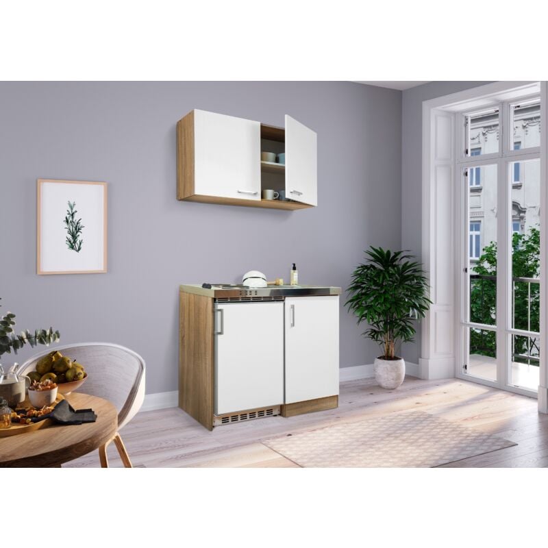 foto del prodotto cucina mini cucina cucina singola angolo cottura dispensa rovere bianco levin 100 cm respecta