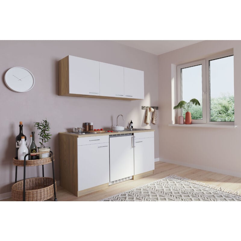 foto del prodotto cucina mini cucina cucina singola angolo cottura dispensa rovere bianco luis 150 cm respecta