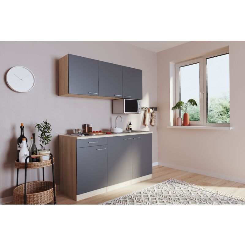 foto del prodotto cucina mini cucina singola luis 150 cm rovere grigio senza frigorifero respecta