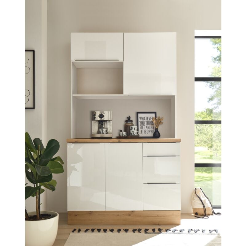 foto del prodotto buffet da cucina marleen premium 120 cm bianco artigianale rovere respecta