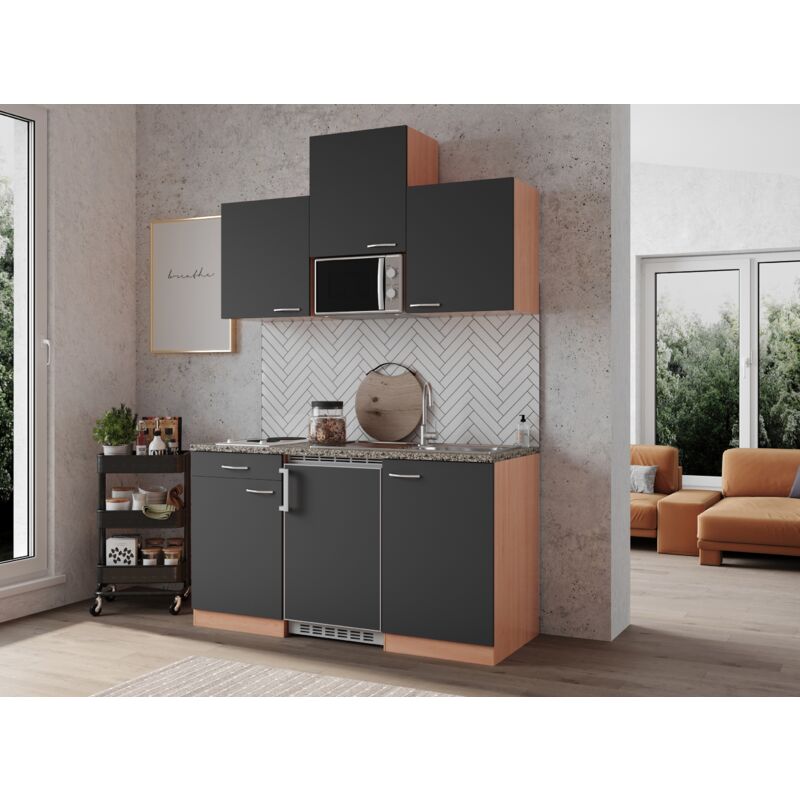 foto del prodotto cucina minicucina cucina singola blocco cucina incasso faggio grigio gerda 150 cm respecta