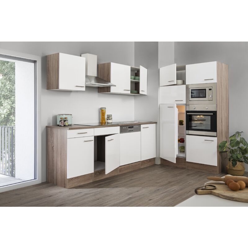 foto del prodotto cucina cucinino blocco cucina componibile vuoto rovere york bianco oliver 340 cm respecta