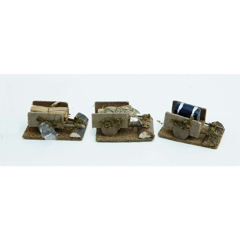 foto del prodotto euronatale disp.carrettino c paglia botte sacco juta cm.9,5x6x4,5h 3 mod.ass. decorazione di natale
