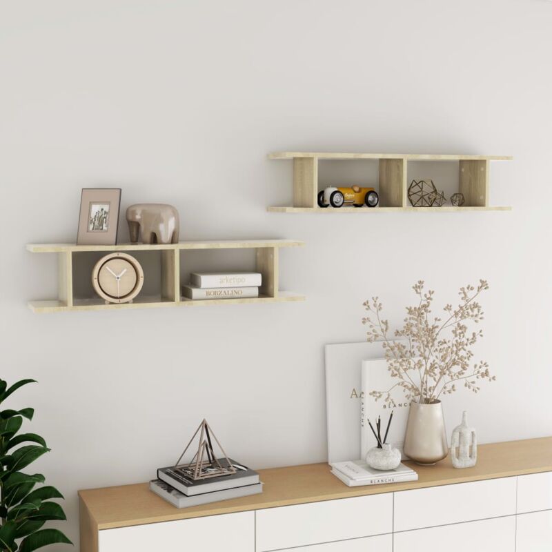 foto del prodotto furniture limited mensole a parete 2pz rovere sonoma 90x18x20cm