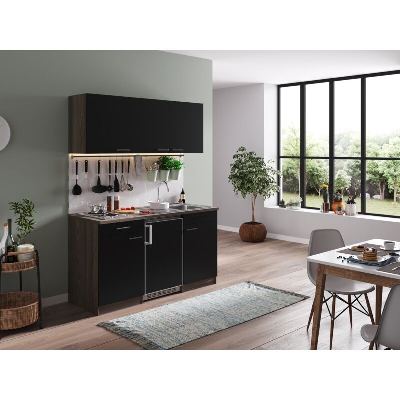 foto del prodotto cucina cucinino cucina singola rovere york nero oliver 150 cm respecta