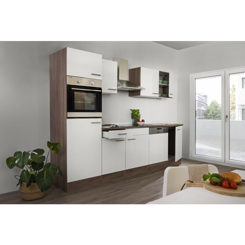 foto del prodotto cucina cucinino blocco cucina componibile vuoto rovere york bianco oliver 280 cm respecta