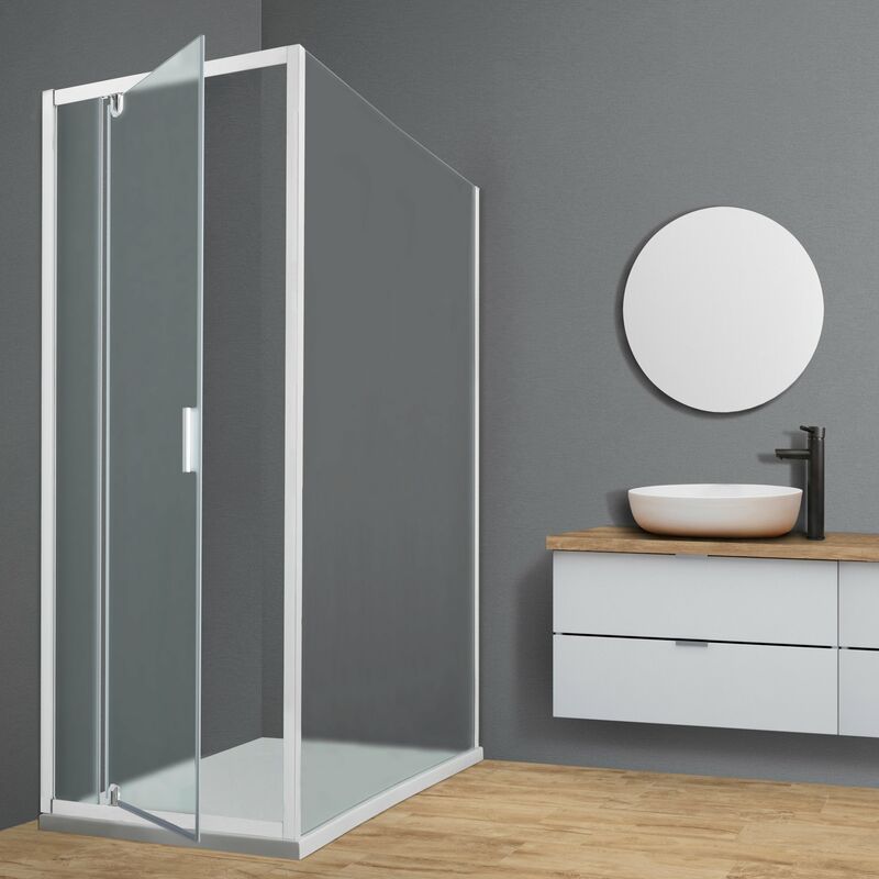 foto del prodotto box doccia tokyo porta battente rettangolare 80x100 cm altezza 200 cm cristallo 6 mm bianco opaco