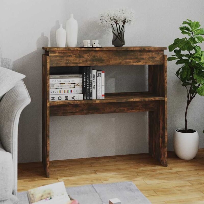 foto del prodotto furniture limited tavolino consolle rovere fumo 80x30x80 cm in