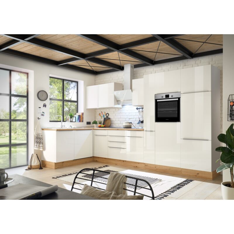 foto del prodotto cucina angolo cottura cucina ad angolo marleen premium 370 cm bianco artigianale rovere respecta