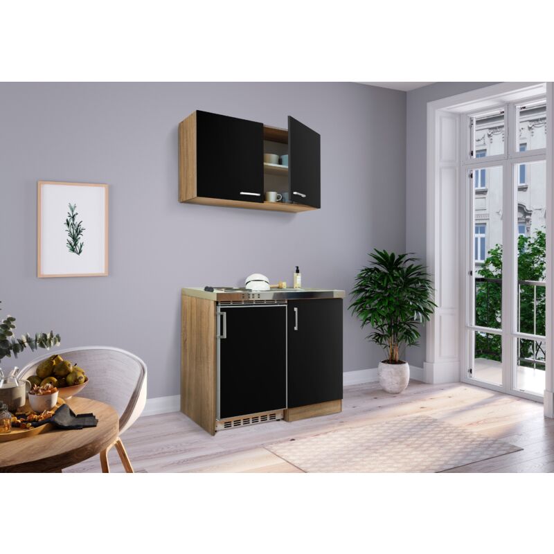 foto del prodotto cucina mini cucina cucina singola dispensa rovere nero levin 100 cm respecta