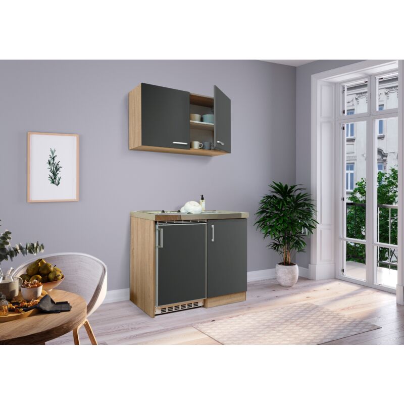 foto del prodotto cucina minicucina cucina singola cucinino dispensa rovere grigio levin 100 cm respecta