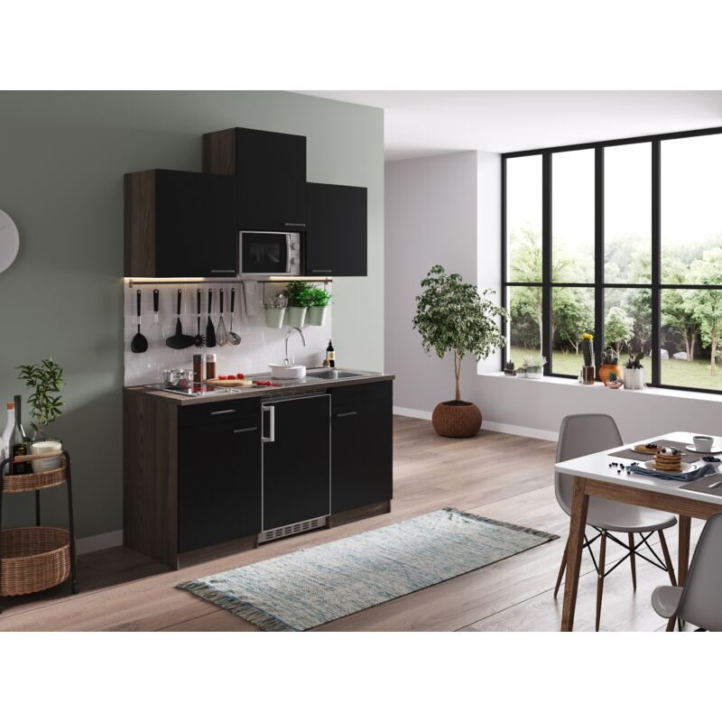 foto del prodotto cucina cucinino cucina singola rovere york nero oliver 150 cm respecta