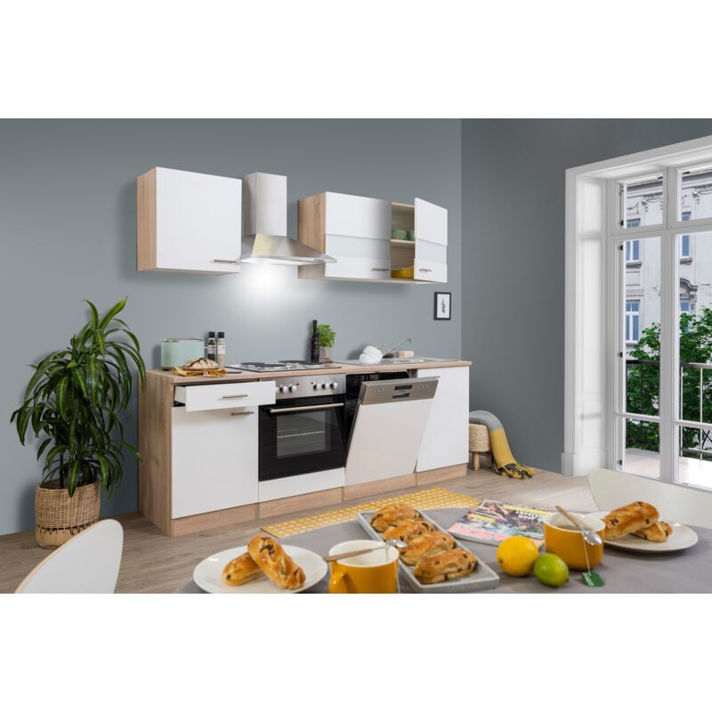foto del prodotto cucina blocco cucina blocco cucina componibile rovere bianco merle 220 cm respecta