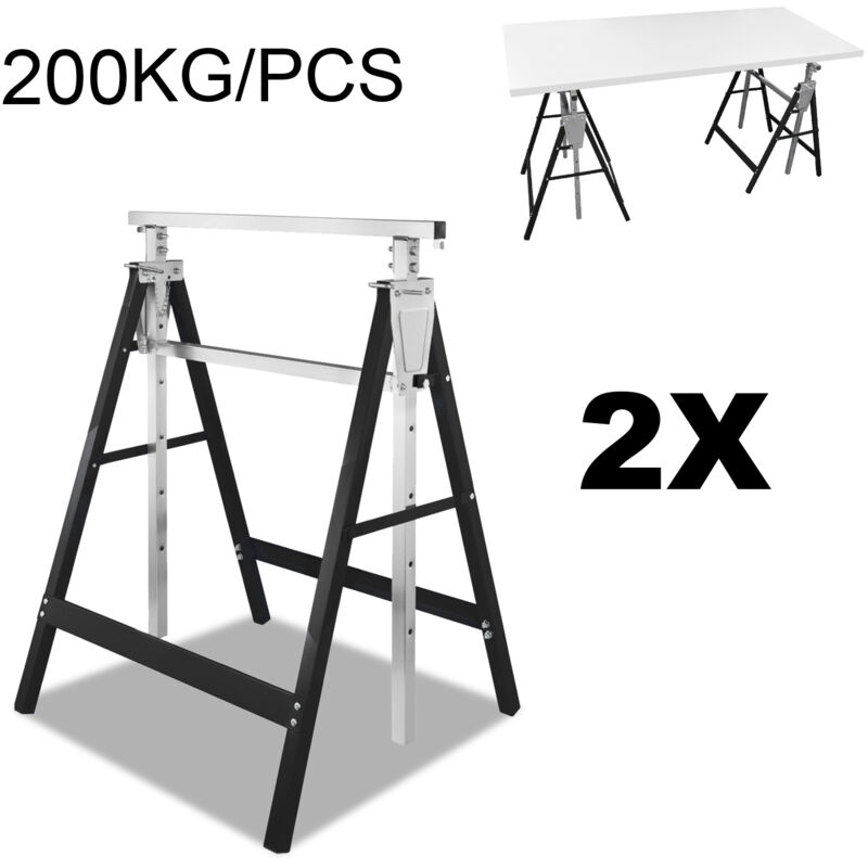 foto del prodotto 2 cavalletti, telescopici, cavalletto di lavoro, altezza 80 130 cm