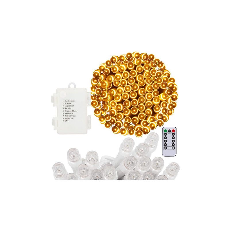 immagine 0 del prodotto luci natalizie a batteria con 100 led bianchi caldi, con telecomando