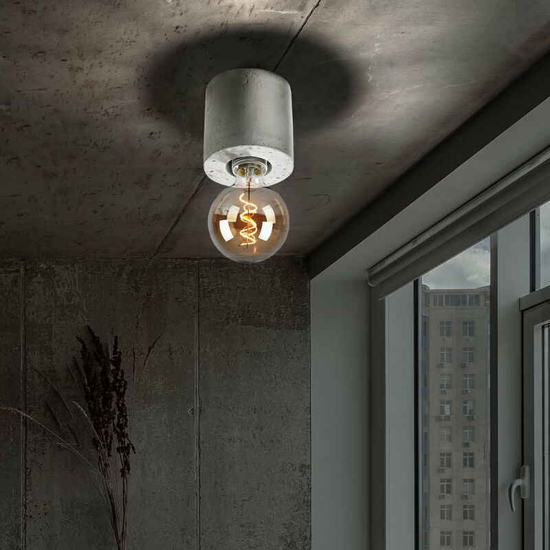 foto del prodotto plafoniera in cemento lampada da soffitto industriale soggiorno portalampada cemento, senza paralume, grigio, 1x e27, pxh 10x10 cm