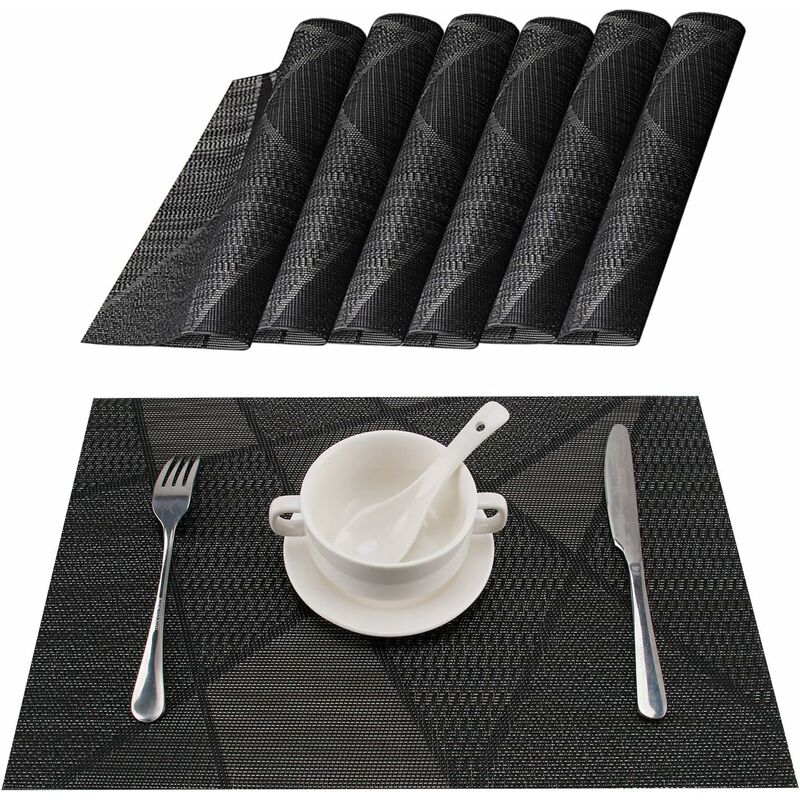 foto del prodotto fortuneville tovaglietta tovaglietta in pvc da 6 pezzi tovaglietta in plastica antiscivolo lavabile resistente al calore home restaurant hotel,