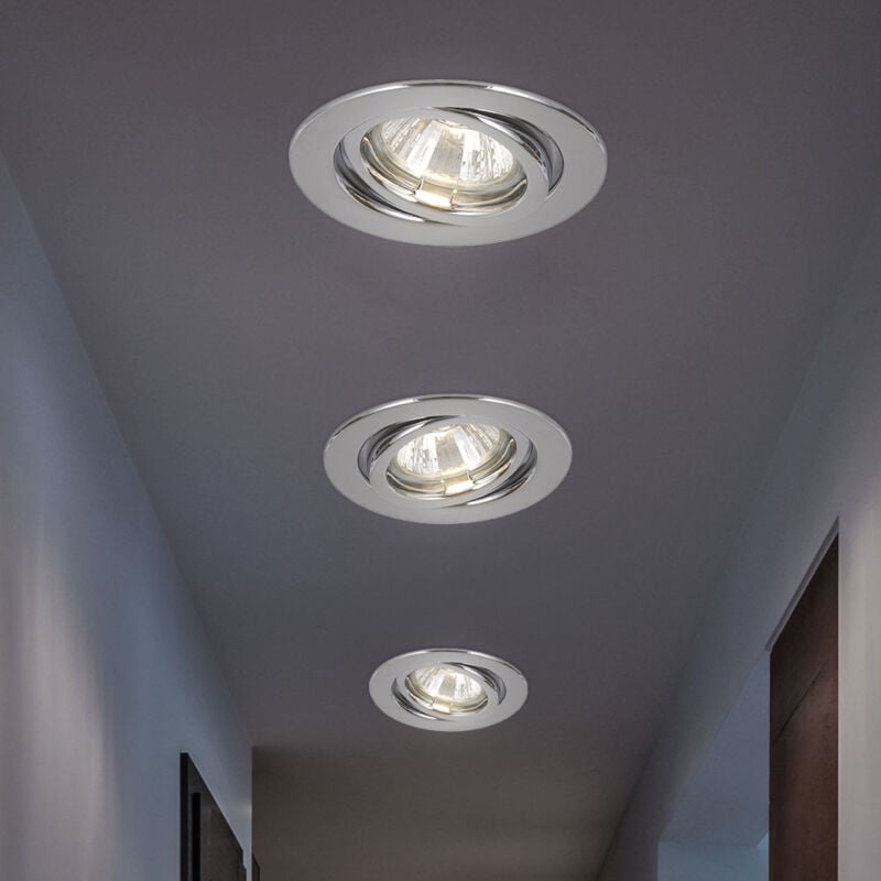 foto del prodotto lampada da incasso a soffitto faretto da incasso faretto plafoniera lampada da soggiorno, metallo cromato tondo, attacco gu10, diametro 9,7 cm
