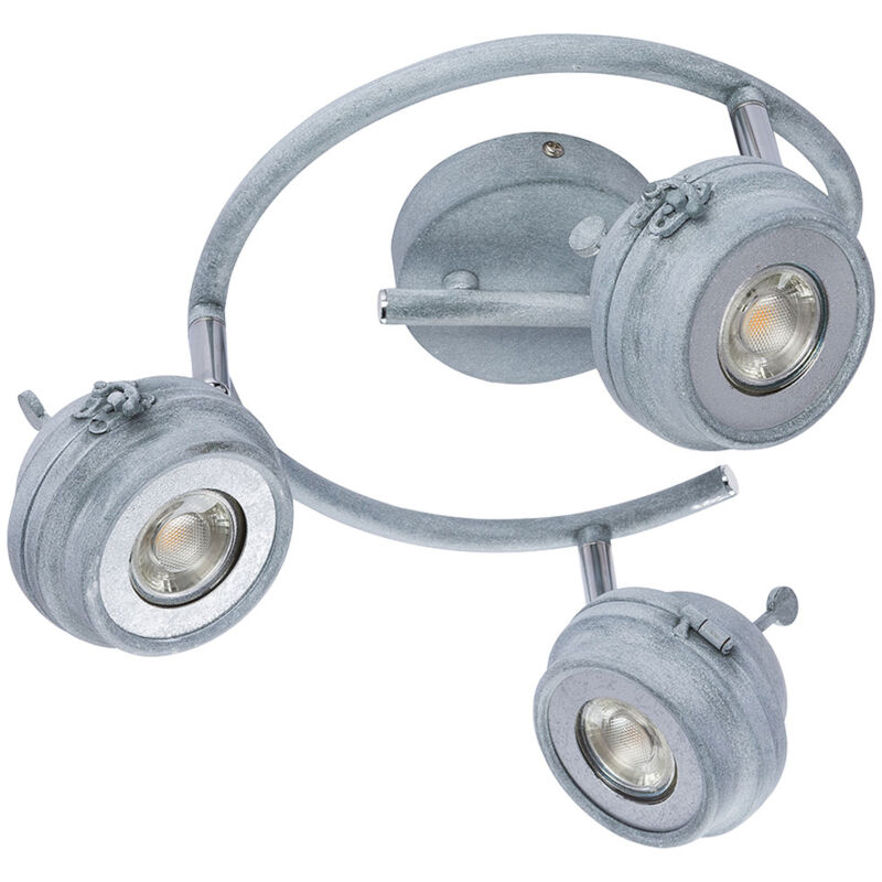 foto del prodotto globo faretto spotrondell plafoniera plafoniera soggiorno cucina, 3 faretti mobili, metallo grigio antico, 3x gu10 led 5 watt 340 lumen bianco