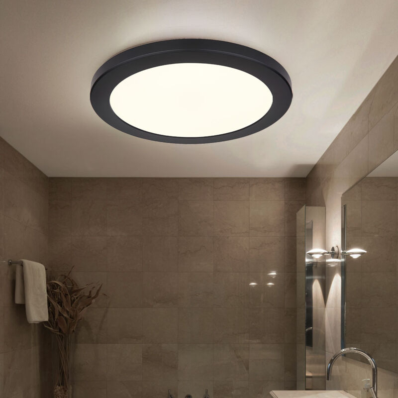 foto del prodotto globo lighting plafoniera plafoniera led da parete per soggiorno di forma rotonda, plastica, nero bianco opale, 24w 1800lm bianco caldobianco
