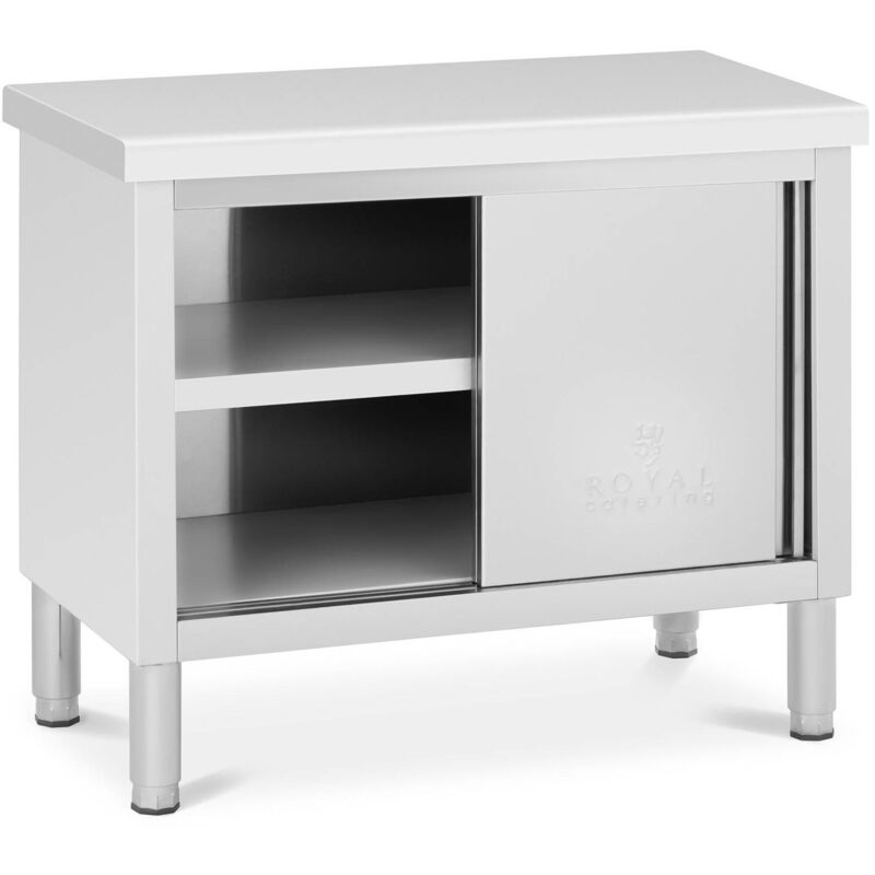 foto del prodotto royal catering tavolo armadiato inox 100 x 50 cm tavolo acciaio inox armadiato