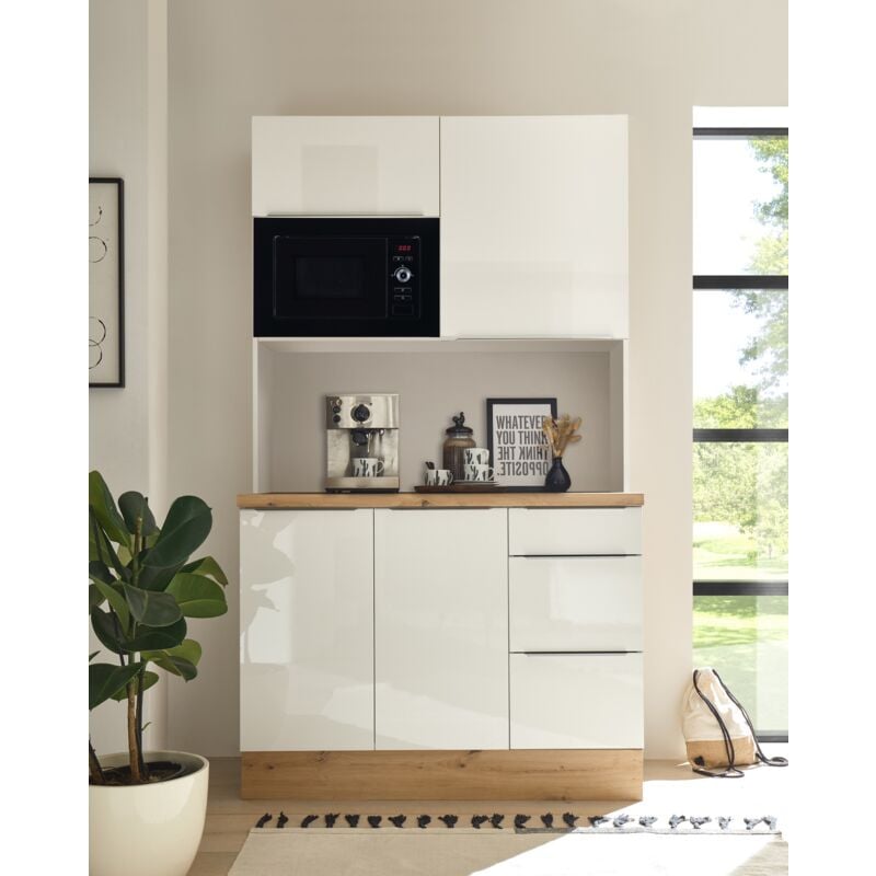 foto del prodotto buffet da cucina marleen premium 120 cm bianco artigianale rovere respecta
