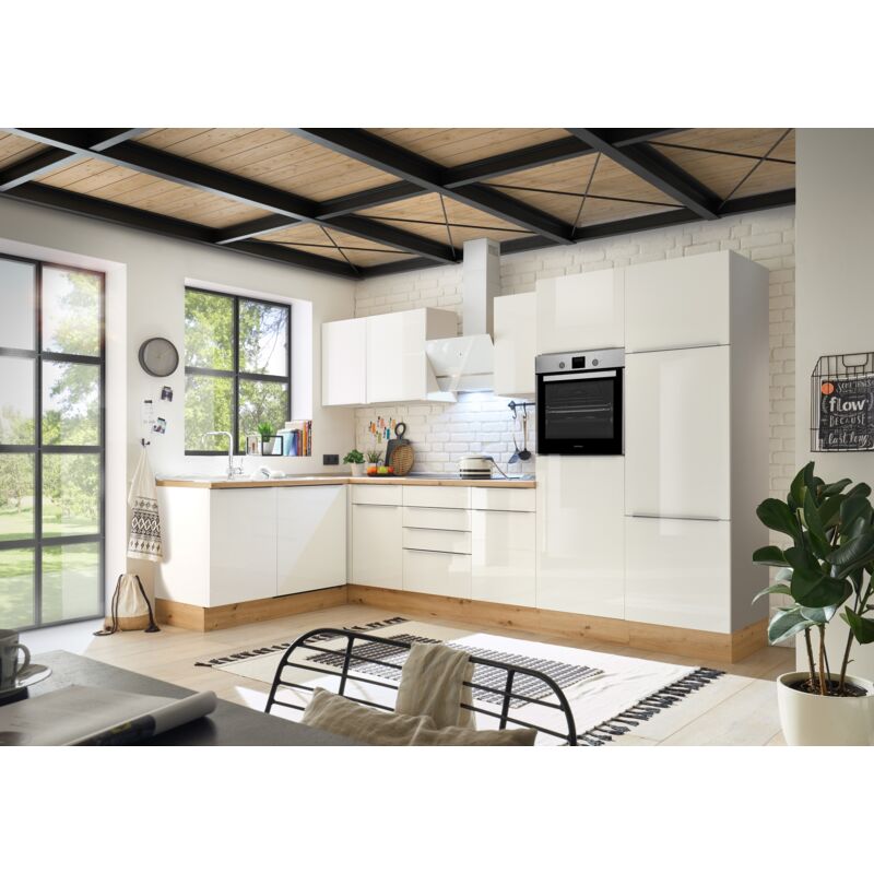 foto del prodotto cucina cucinino cucina ad angolo marleen premium 340 cm bianco artigianale rovere respecta