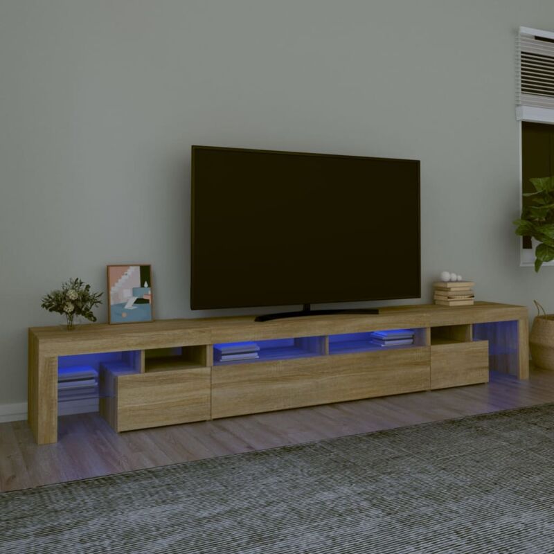 foto del prodotto vidaxl mobile porta tv con luci led rovere sonoma 260x36,5x40 cm