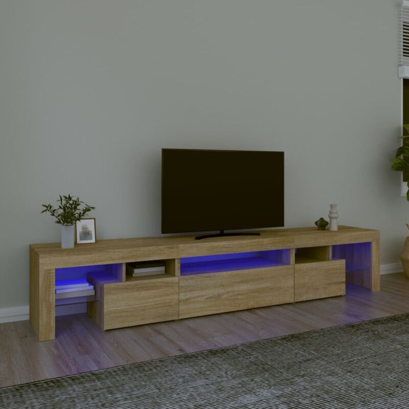 foto del prodotto vidaxl mobile porta tv con luci led rovere sonoma 215x36,5x40 cm