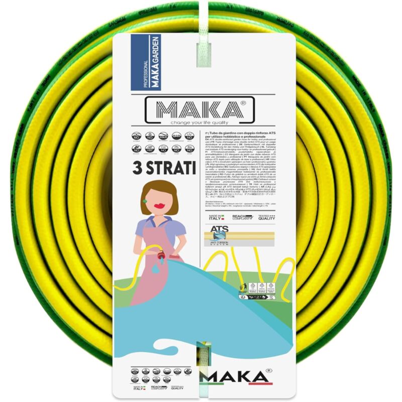 foto del prodotto maka tubo da giardino rinforzato antitorsione 4 stagioni alta resistenza, flessibilit eccezionale e disponibile in varie misure 3 strati 1 2