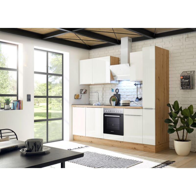foto del prodotto cucina blocco cucina blocco cucina marleen premium 250 cm bianco artigianale rovere respecta