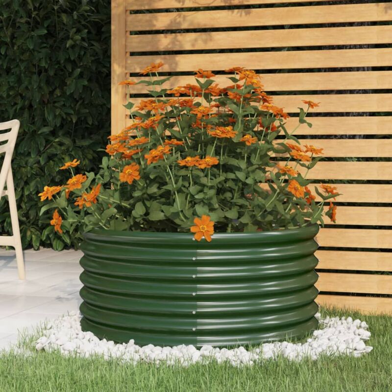 foto del prodotto vidaxl vaso da giardino acciaio verniciato a polvere 80x80x36 cm verde