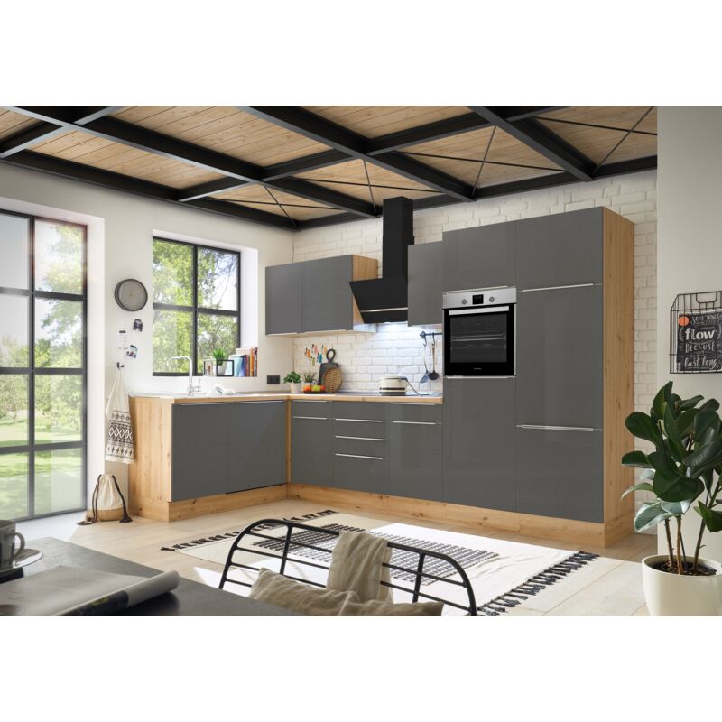 foto del prodotto cucina angolo cottura cucina ad angolo marleen premium 340 cm rovere artisan grigio respecta